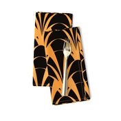 ART DECO FLOWERS, WARM GOLD ON BLACK