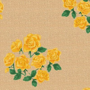 Old Fashioned Rough Textured Orange Roses on Beige