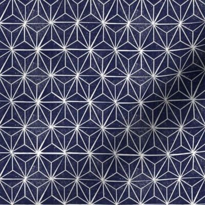 SMALL asanoha fabric - hemp leaf fabric, japanese fabric, japan fabric, linocut fabric - navy