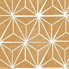 LARGE asanoha fabric - hemp leaf fabric, japanese fabric, japan fabric, linocut fabric - antique gold