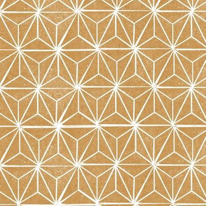 MED asanoha fabric - hemp leaf fabric, japanese fabric, japan fabric, linocut fabric - antique gold