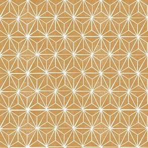SMALL asanoha fabric - hemp leaf fabric, japanese fabric, japan fabric, linocut fabric - antique gold