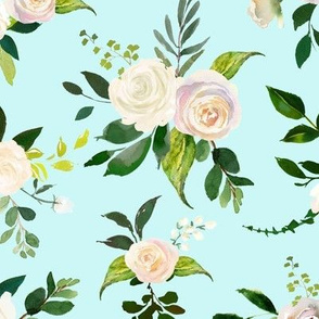 Spring Fresh White Rose Floral // Mint