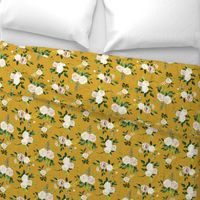 Spring Fresh White Rose Floral // Mustard