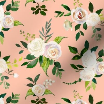 Spring Fresh White Rose Floral // Peachy