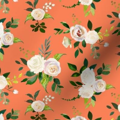 Spring Fresh White Rose Floral // Persimmon