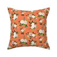 Spring Fresh White Rose Floral // Persimmon