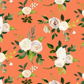 Spring Fresh White Rose Floral // Persimmon