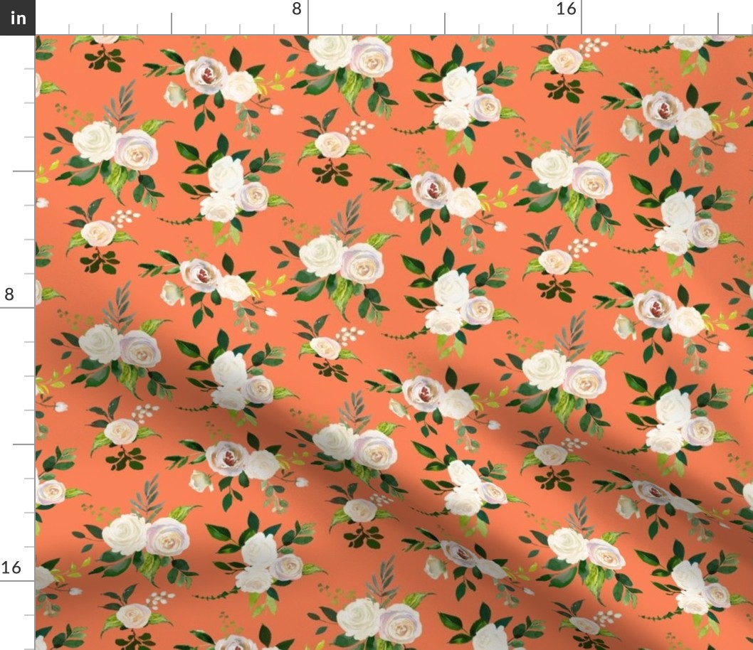 Spring Fresh White Rose Floral // Persimmon