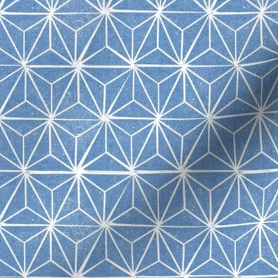 MED    asanoha fabric - hemp leaf fabric, japanese fabric, japan fabric, linocut fabric - blue