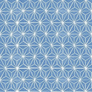 SMALL   asanoha fabric - hemp leaf fabric, japanese fabric, japan fabric, linocut fabric - blue