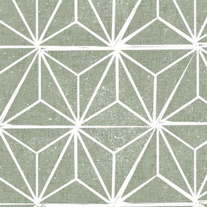 LARGE  asanoha fabric - hemp leaf fabric, japanese fabric, japan fabric, linocut fabric - sage