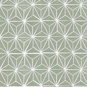 MEDIUM asanoha fabric - hemp leaf fabric, japanese fabric, japan fabric, linocut fabric - sage