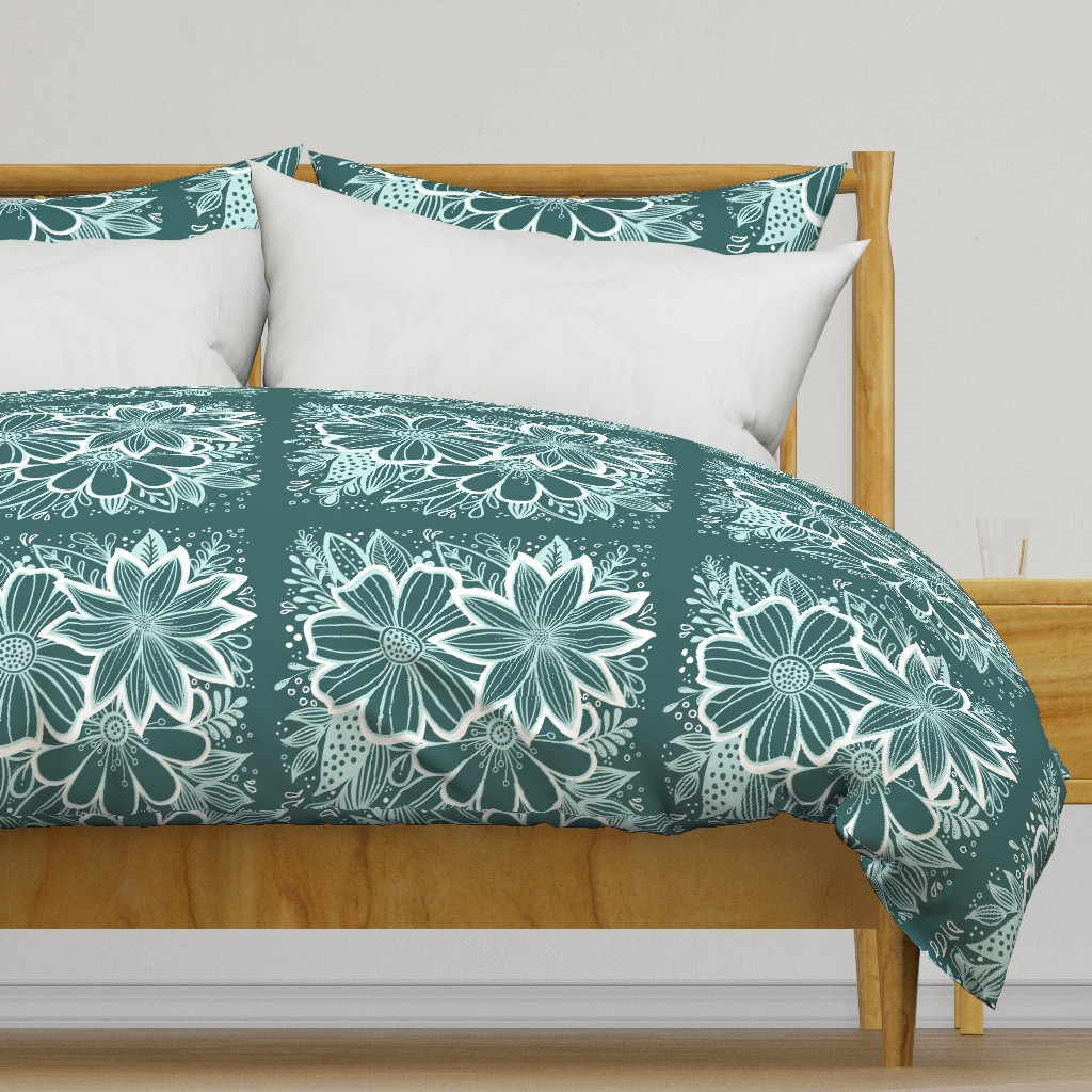 Pine and Mint flowers throw pillow