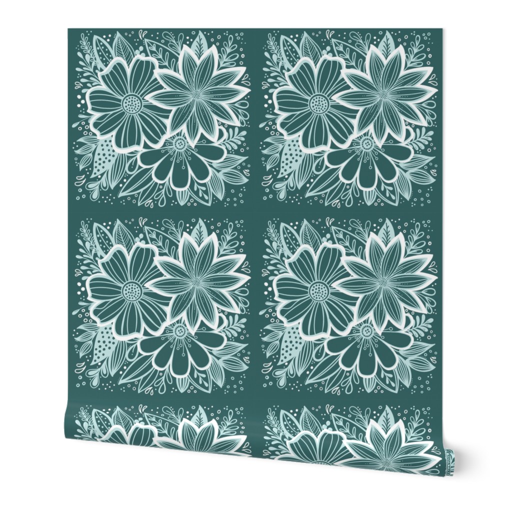 Pine and Mint flowers throw pillow