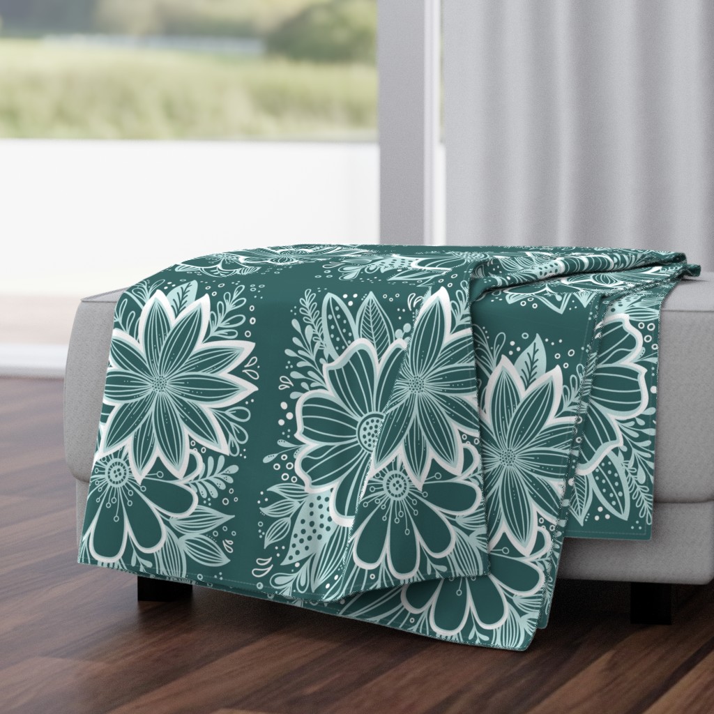 Pine and Mint flowers throw pillow