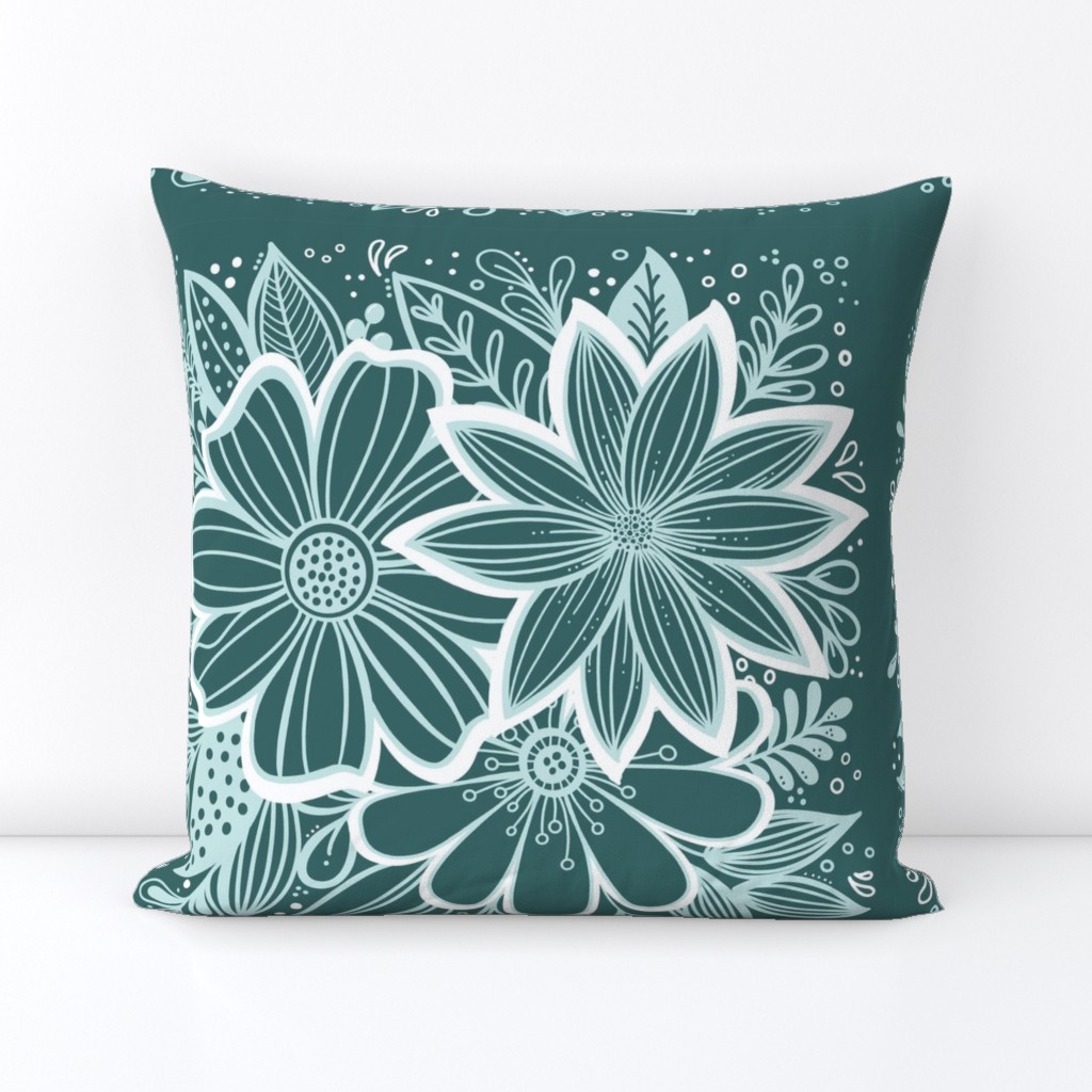 Pine and Mint flowers throw pillow