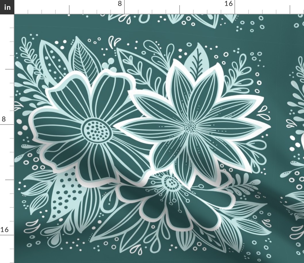 Pine and Mint flowers throw pillow