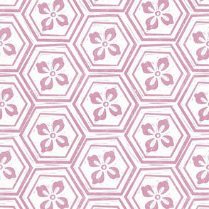MEDIUm  kikkou fabric - tortoiseshell fabric, tortoise fabric, hexagon fabric, linocut japanese fabric - vintage pink