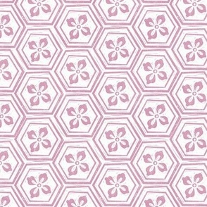 SMALL  kikkou fabric - tortoiseshell fabric, tortoise fabric, hexagon fabric, linocut japanese fabric - vintage pink