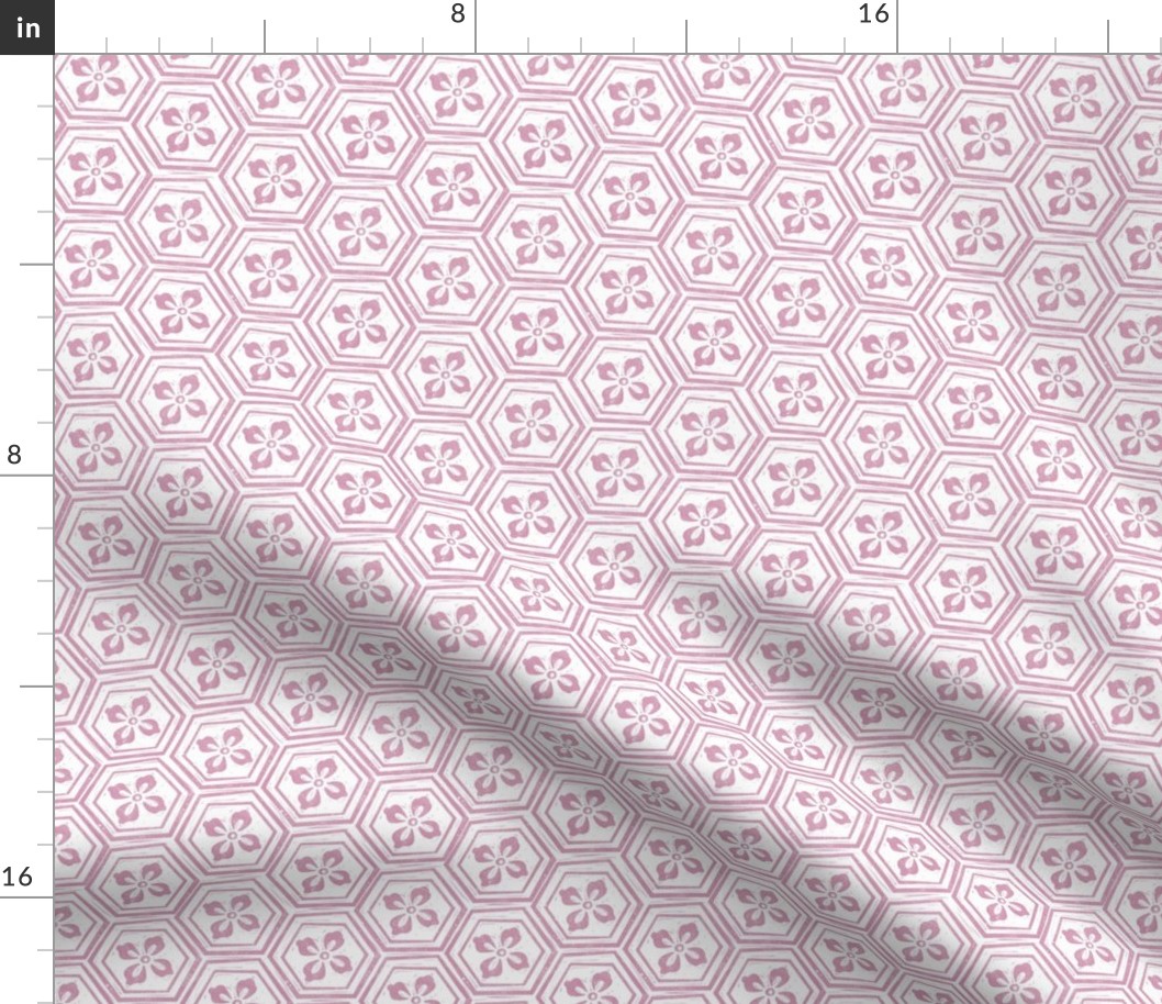 SMALL  kikkou fabric - tortoiseshell fabric, tortoise fabric, hexagon fabric, linocut japanese fabric - vintage pink