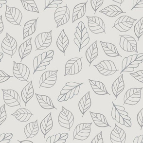 Deco Leaf Hand Drawn - Gray on Taupe