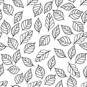 Deco Leaf Hand Drawn  - Black on White