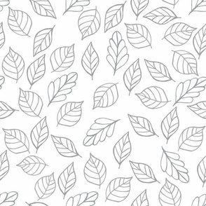 Deco Leaf Hand Drawn  - Gray on White