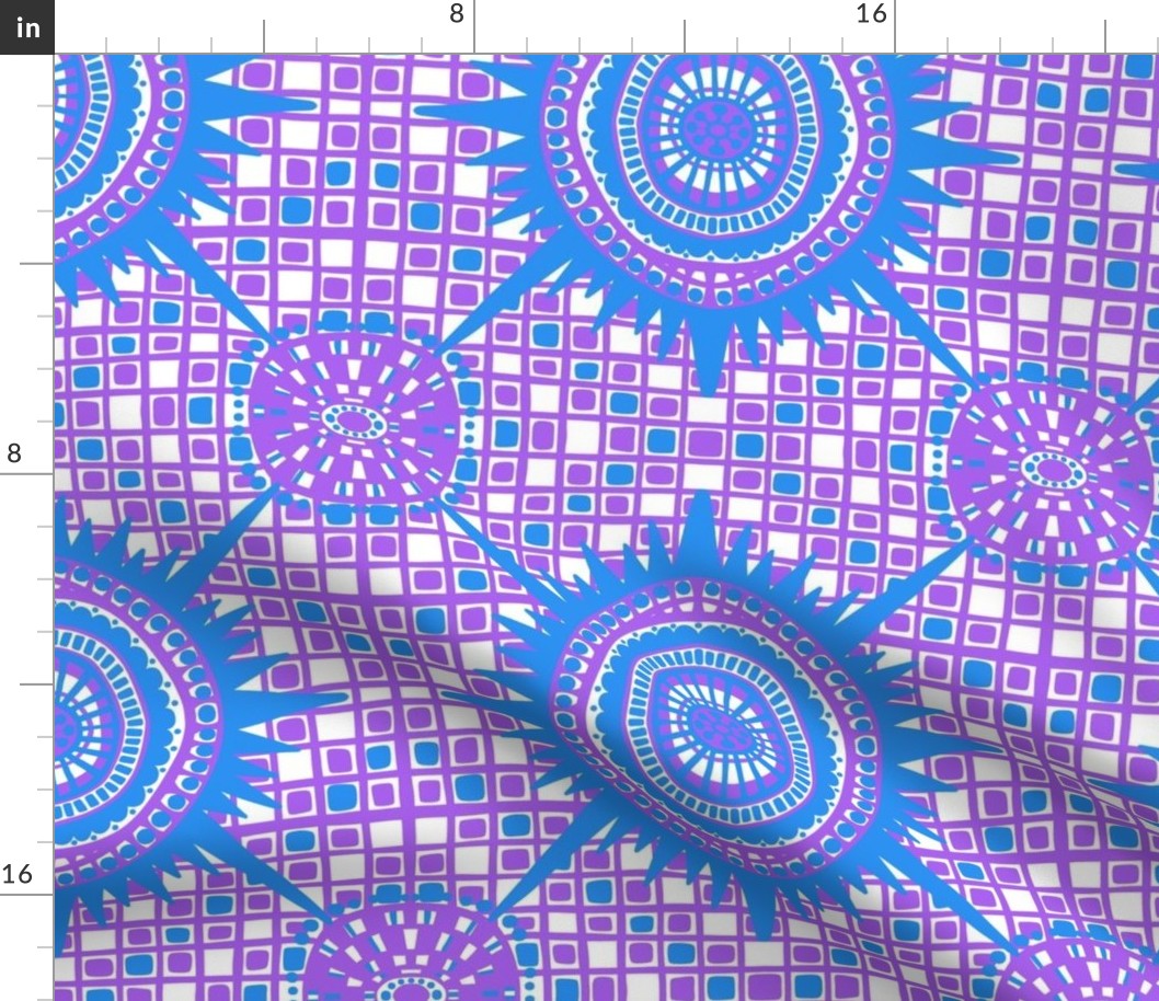 boho brights wonky medallions - blue and violet