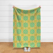 boho brights wonky medallions - light green and yellow