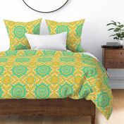 boho brights wonky medallions - light green and yellow