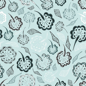 Minty Doodle All Day - light and airy,  Large scale,