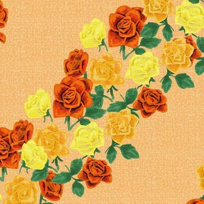 Old Fashioned Rough Textured Roses on Orange