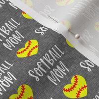softball mom - softball heart - white on grey - LAD20