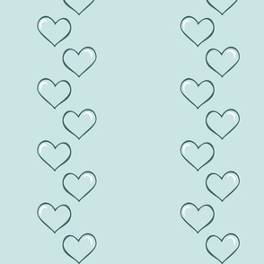 Rows of Hearts (Pine and Mint) -large