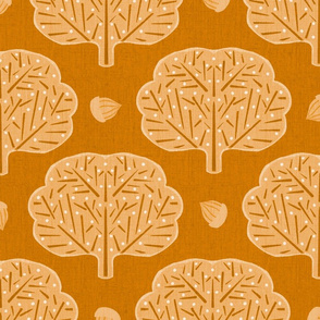 Stamped Trees and Acorns Yellow