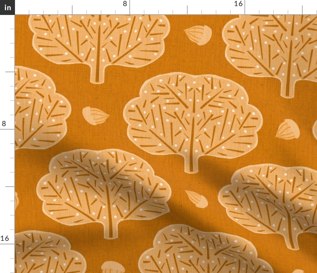Stamped Trees and Acorns Yellow