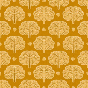 Stamped Trees and Acorns Yellow Small