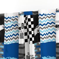 Dirt Track//blues #6 - Wholecloth Cheater Quilt