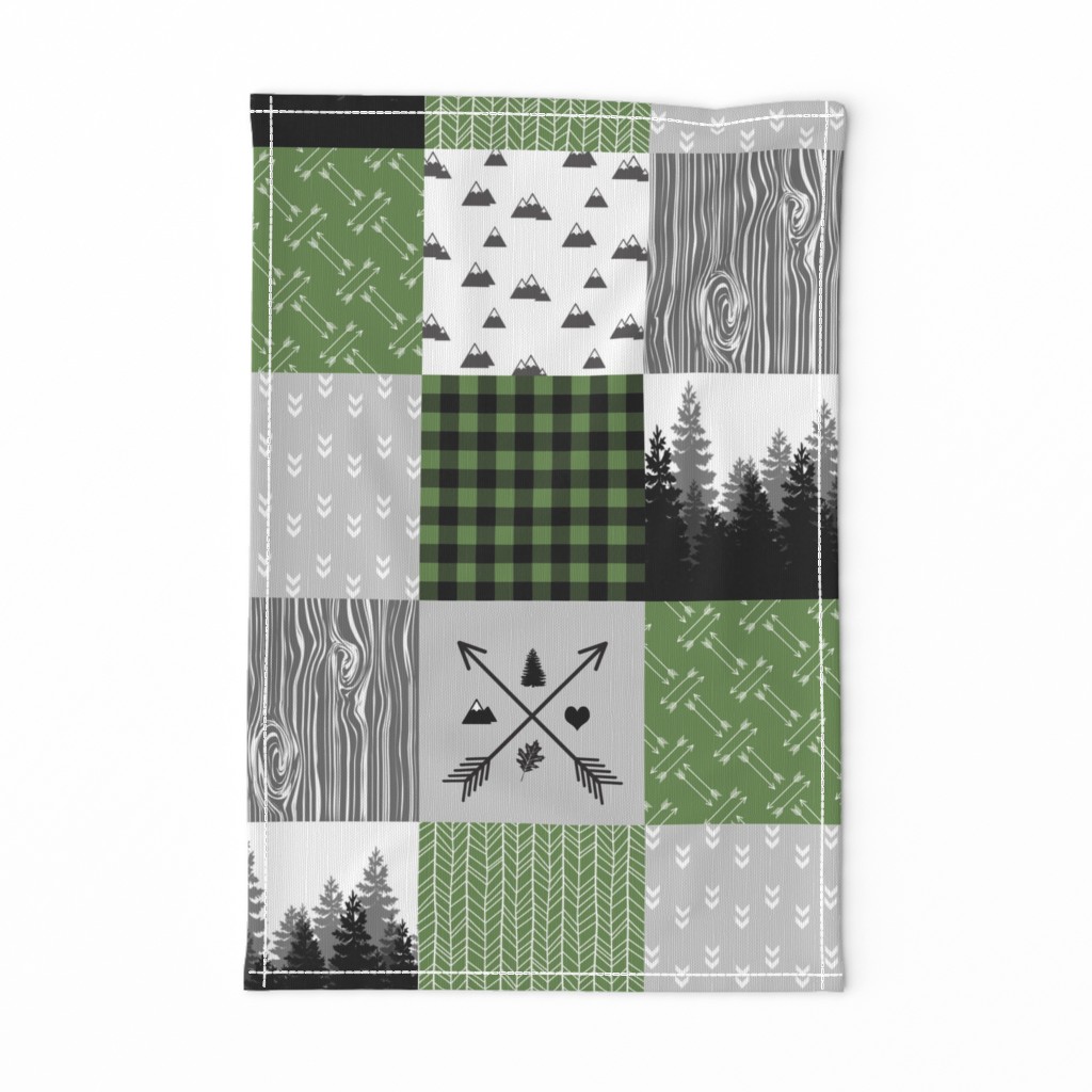 Mighty Trees//No Words//Green - Wholecloth Cheater Quilt