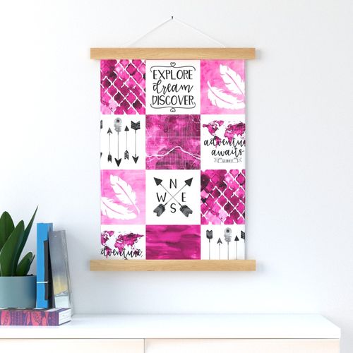 Adventure Awaits//Hot Pink - Wholecloth Cheater Quilt