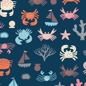 Creepy Crawly Crabs navy