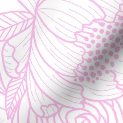 floral linework - large scale - pink