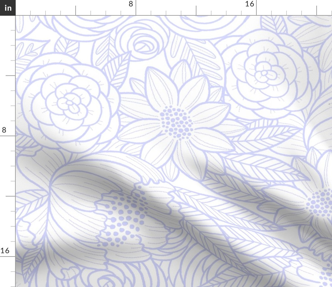 floral linework - large scale - lilac