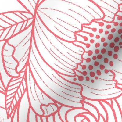 floral linework - large scale - salmon