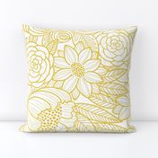 floral linework - large scale - mustard