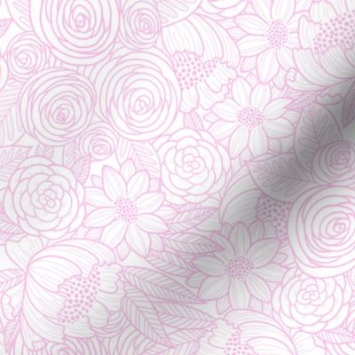 floral linework -  pink