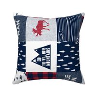 Little Man & You Will Move Mountains Quilt Top - Navy & Red (90) C20BS