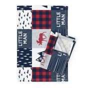 Little Man & You Will Move Mountains Quilt Top - Navy & Red (90) C20BS