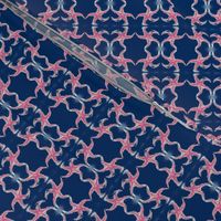 Pink Starfish on Navy - Teeny Tiny